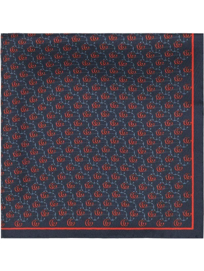 Gucci Gg Anchor Print Pocket Square In Blue