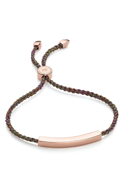 Monica Vinader Engravable Linear Friendship Bracelet In Rose Gold/ Rainbow