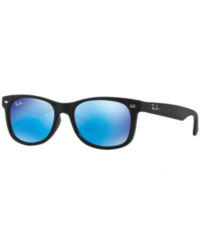 Ray Ban New Wayfarer Junior Blue Mirror Square Sunglasses Rb9052s 100s5547 In Schwarz