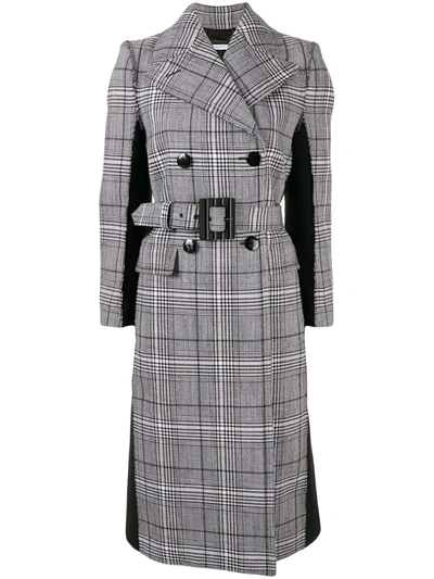 Givenchy Check Print Double-breasted Coat In Grey