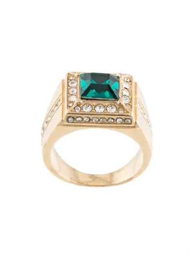 Dolce & Gabbana Crystal Set Square Ring In Gold