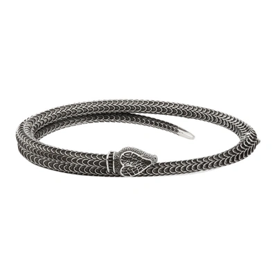 Gucci Men's Ggard Snake Motif Sterling Silver Bracelet