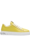 Miu Miu Crystal Detail Skate Platform Sneaker In Yellow