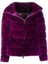 Herno Quilted Down Faux Fur Puffer Jacket In Purple