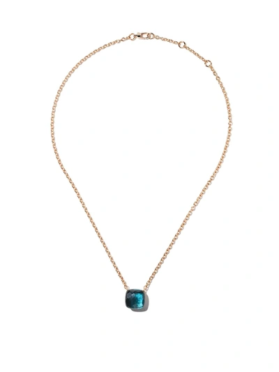 Pomellato Nudo Maxi Pendant Necklace In Rose Gold/ London Blue Topaz