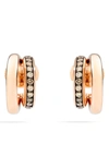 Pomellato Iconica Diamond Double Huggie Hoop Earrings In Rose Gold/ Brown Diamond