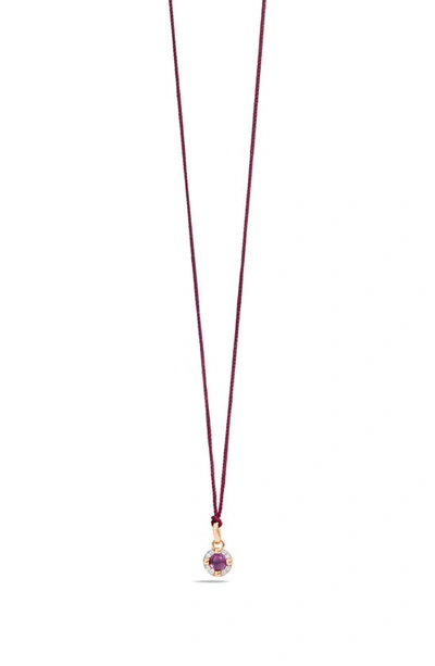 Pomellato M'ama Non M'ama Diamond & Stone Cabochon Pendant Necklace In Rose Gold/ Amethyst/ Diamond