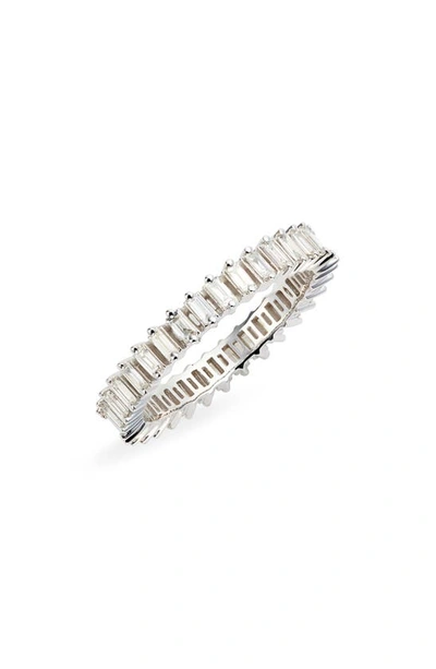 Dana Rebecca Designs Sadie Pearl Diamond Baguette Stacking Ring In White Gold/ Diamond