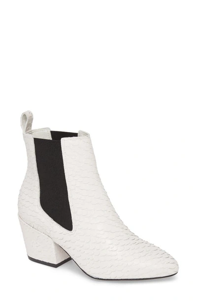 Matisse Morgan Snake Embossed Leather Chelsea Boot In White Leather