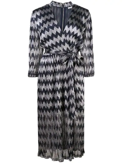 Alice And Olivia Katina Belted Faux Wrap Midi Dress In Blue