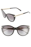 Versace 55mm Cat Eye Sunglasses In Black/ Black Gradient