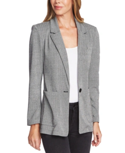 Vince Camuto Petite Herringbone Button Blazer In Rich Black