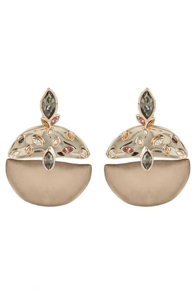 Alexis Bittar Crumpled 10k Goldplated, Lucite & Crystal Studded Drop Clip-on Earrings In Yellow Goldtone