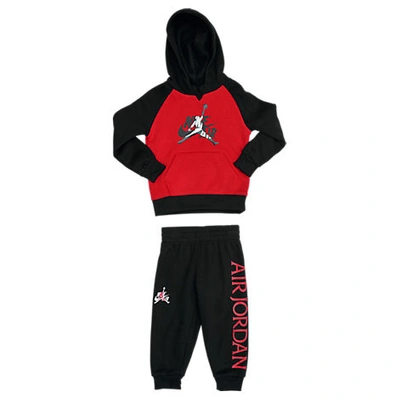 Nike Jordan Boys' Toddler Mashup Classics Hoodie And Jogger Pants Set In Black/red