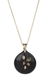 Alexis Bittar 10k Goldplated, Lucite & Crystal-studded Large Disc Pendant Necklace In Black/gold
