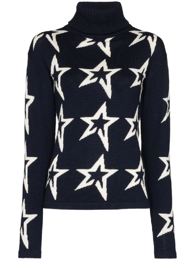 Perfect Moment Star Pattern Turtleneck Jumper In Blue