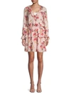 Joie Nour Floral Tiered Ruffle Silk A-line Dress In Pink Sky