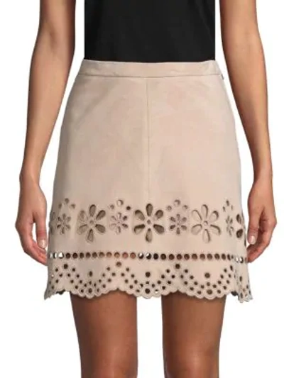 Red Valentino Laser-cut Suede Mini Skirt In Poudre