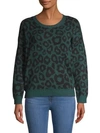 Bcbgmaxazria Animal-print Cotton-blend Sweater In Green