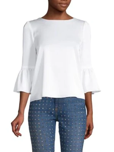 Alice And Olivia Bernice Ruffle-sleeve Top In White