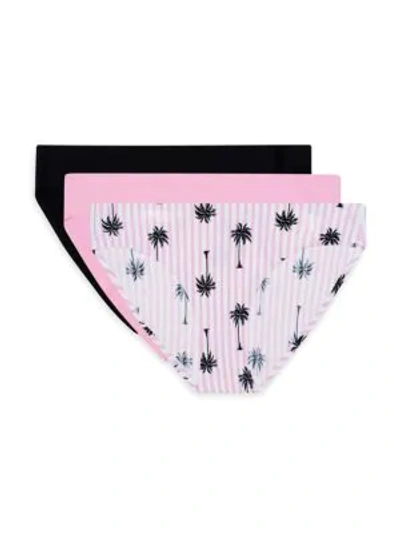 Aqs Women's 3-pack Laser Bonded Bikini Trouseries In Pink Multi