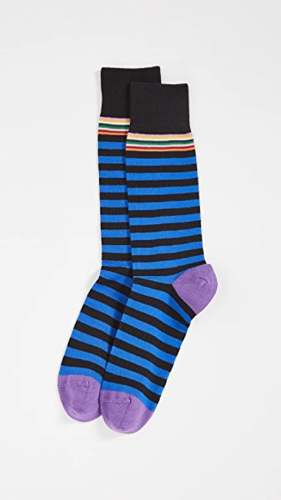 Paul Smith Two Stripe Multi Top Socks In Blue Multi