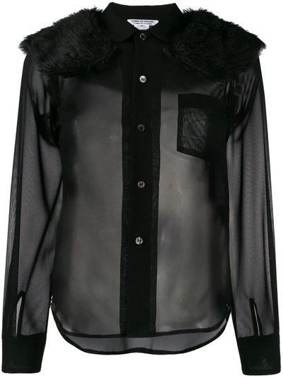 Comme Des Garçons Faux-fur Panel Shirt In Black