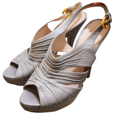 Pre-owned Prada Leather Sandals In Grey