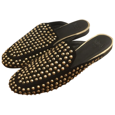 Pre-owned Swildens Black Leather Flats