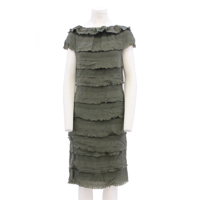Pre-owned Jay Ahr Silk Mid-length Dress In Green
