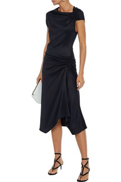 Narciso Rodriguez Ruched Draped Jersey Dress In Black