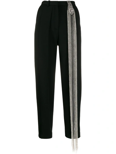 Christopher Kane Embellished Cropped Tapered Wool Pants In Black