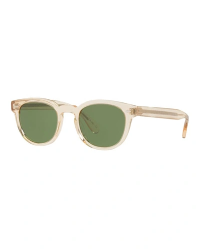 Oliver Peoples Sheldrake Ov5036s 270 Round Sunglasses In Green