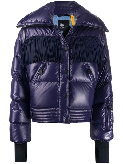 Moncler Grenoble Pourri Quilted Fringed Coat In Purple