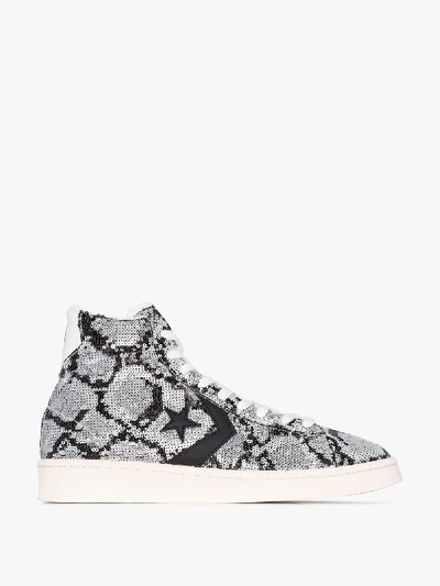 Converse Sequinned Snake-effect High-top Sneakers In Grey