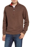 Tommy Bahama Flipsider Reversible Quarter-zip Pullover In Dark Taupe Heather