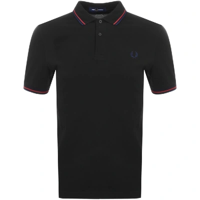 Fred Perry Twin Tipped Extra Slim Fit Pique Polo In Black
