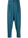 Marni Elasticated Waistband Cropped Trousers In Blue