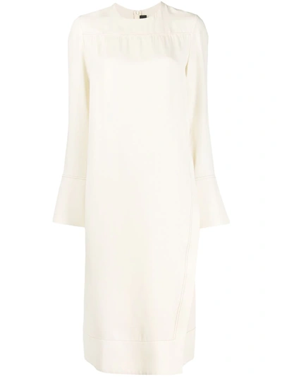 Joseph Long-sleeved Straight Fit Dress In Neutrals
