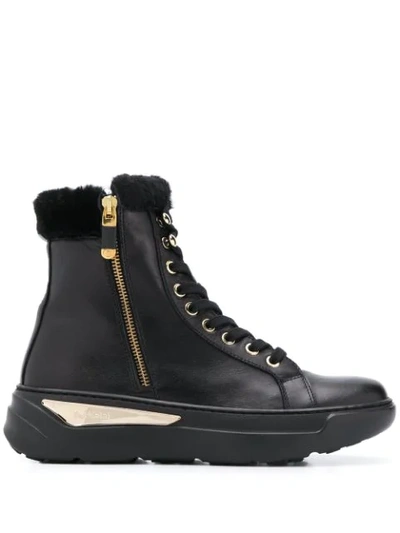 Baldinini Chunky Heel Trimmed Boots In Black