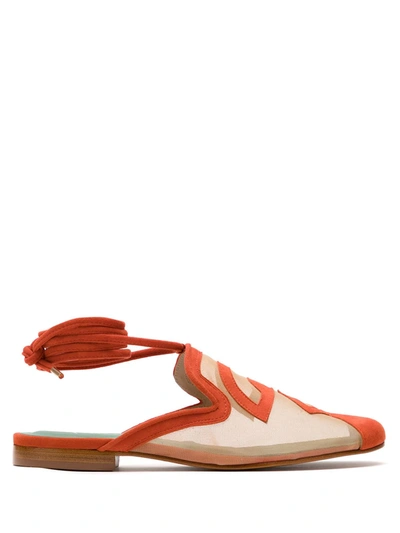 Blue Bird Shoes Rubem Valentim Mesh Slippers In Orange