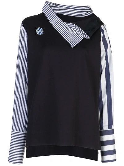 Monse Shirt Sleeve Knitted Top In Blue