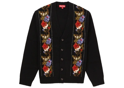 Pre-owned Supreme  Floral Stripe Cardigan Black