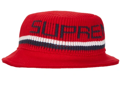 Pre-owned Supreme  Knit Logo Crusher Red