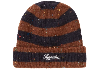 Pre-owned Supreme  Stripe Speckle Beanie Navy