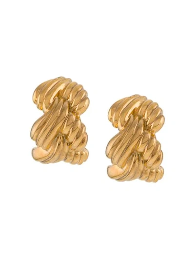 Pre-owned Nina Ricci 1980s Braided Earrings In Gold