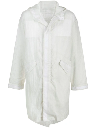 Helmut Lang Parachute Sheer Parka Coat In White