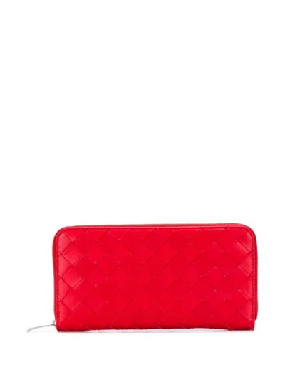 Bottega Veneta Intrecciato Continental Wallet In Red