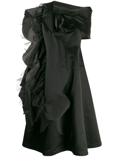 Comme Des Garçons Comme Des Garçons Asymmetric Lace Detail Dress In Black