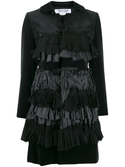 Comme Des Garçons Comme Des Garçons Frilled Panel Single-breasted Coat In Black